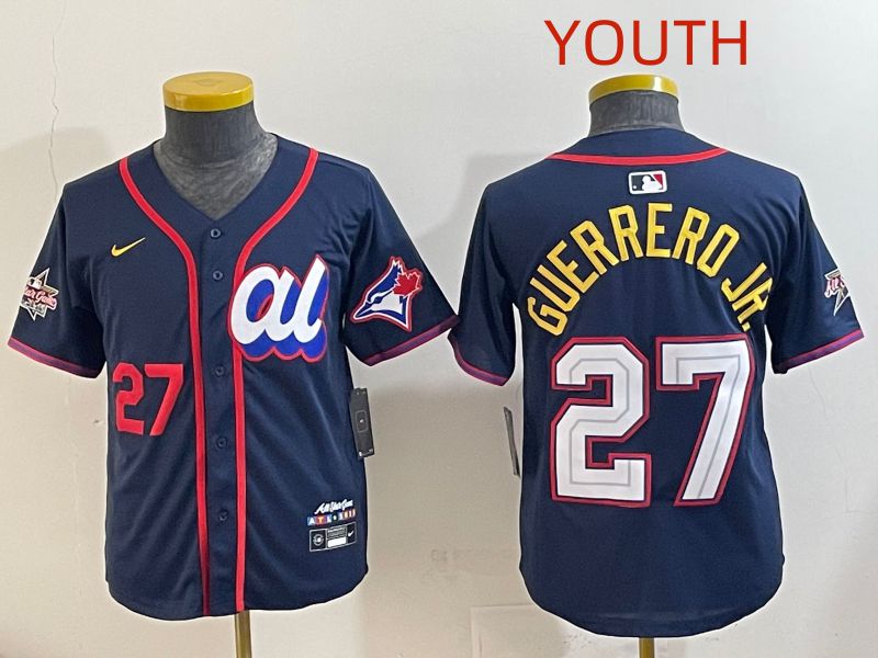 Youth 2025 Toronto Blue Jays 27 Guerrero jr Drak Blue All star Nike MLB Jersey style 5